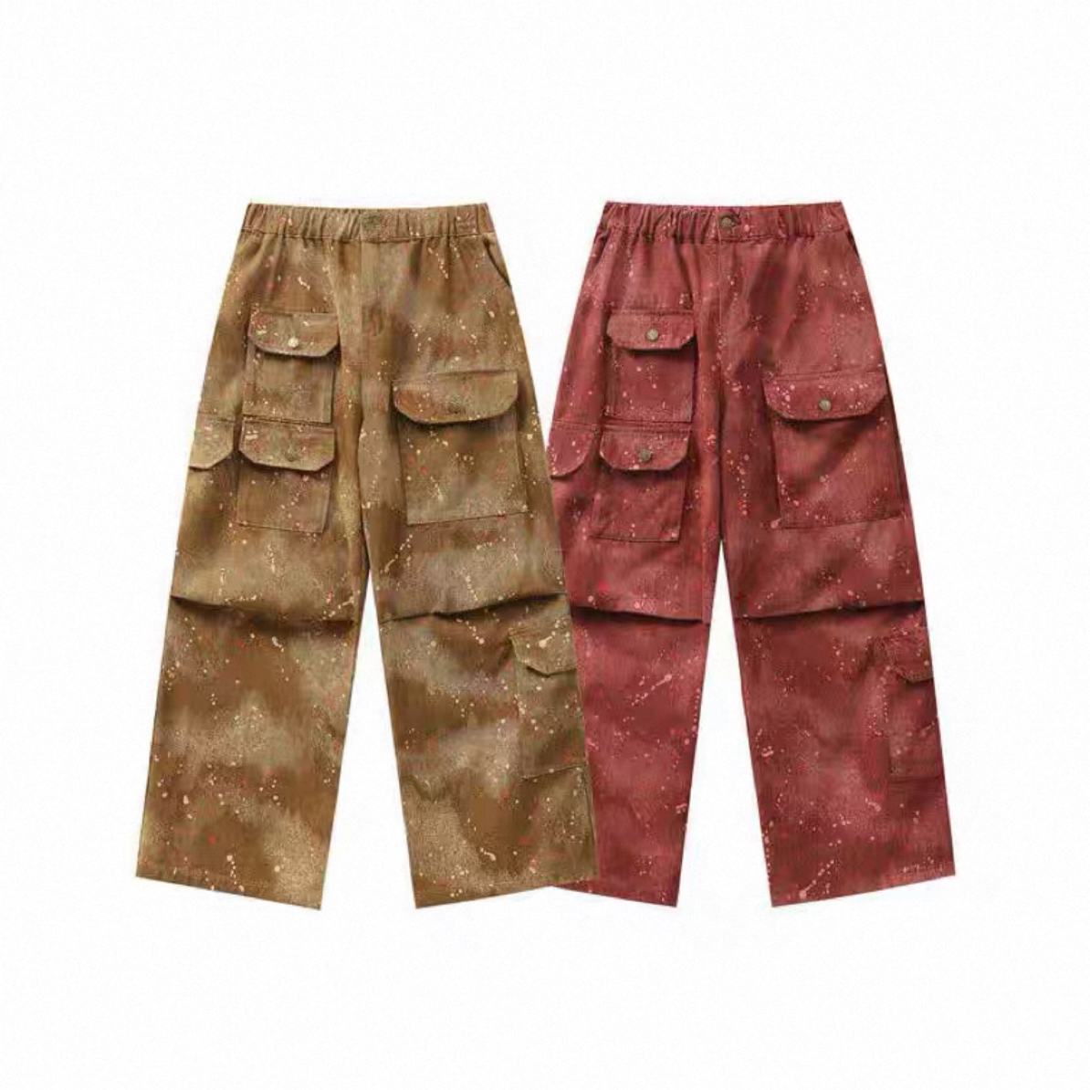 C21#某宝14x！重磅且厚实！春秋冬复古扎染泼墨灯芯绒男宽松阔脚裤