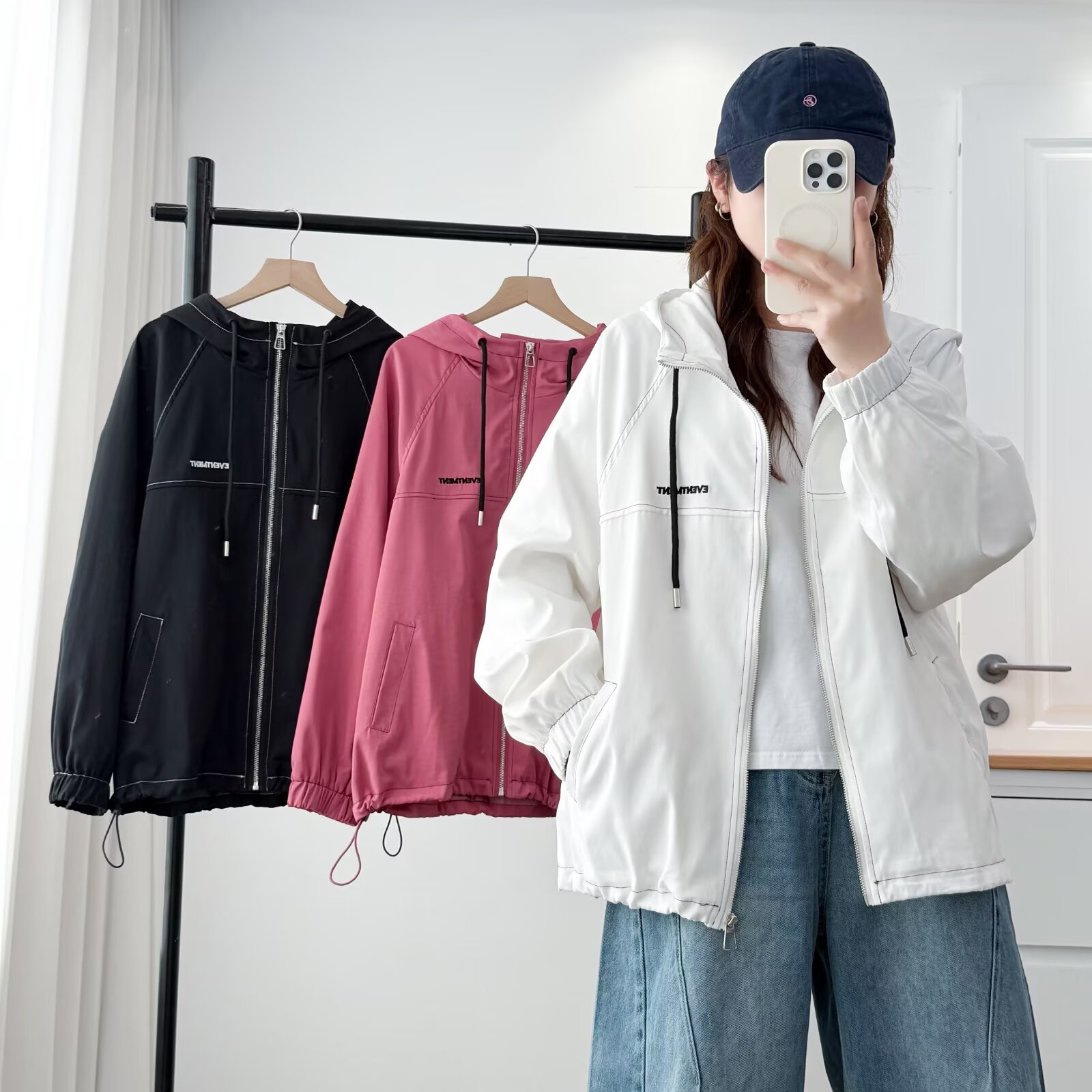 印语芩大码女装早秋新款宽松洋气设计感连帽派克服休闲外套