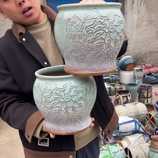 紫砂花盆高20口18.5————