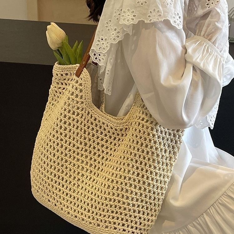 【派登伯爵*草编包】拉链款 棉线钩织款单肩包手提百搭款休闲夏季包