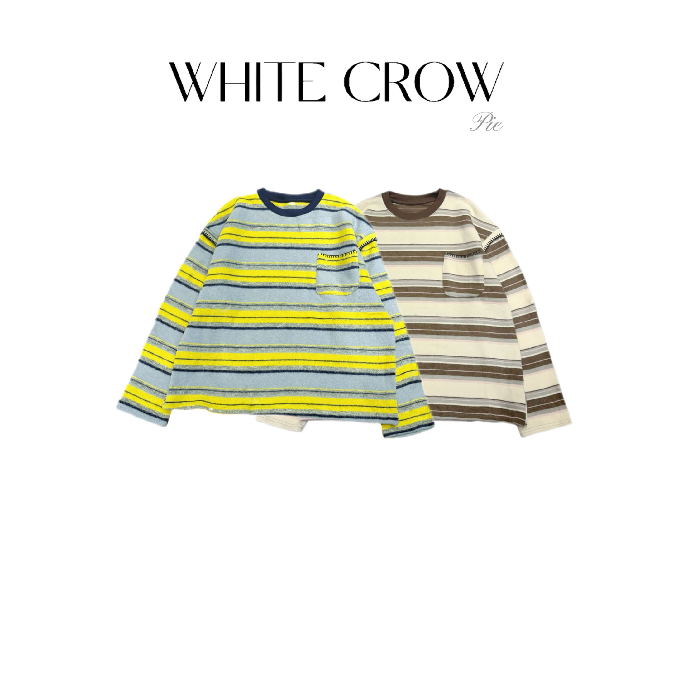 [假两件打底]  秋冬条纹口袋磨毛打底8206针织休闲圆领