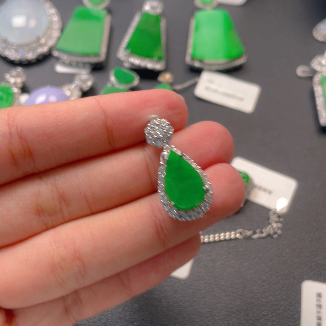糯****翡翠银S925镶嵌吊坠(不含链)