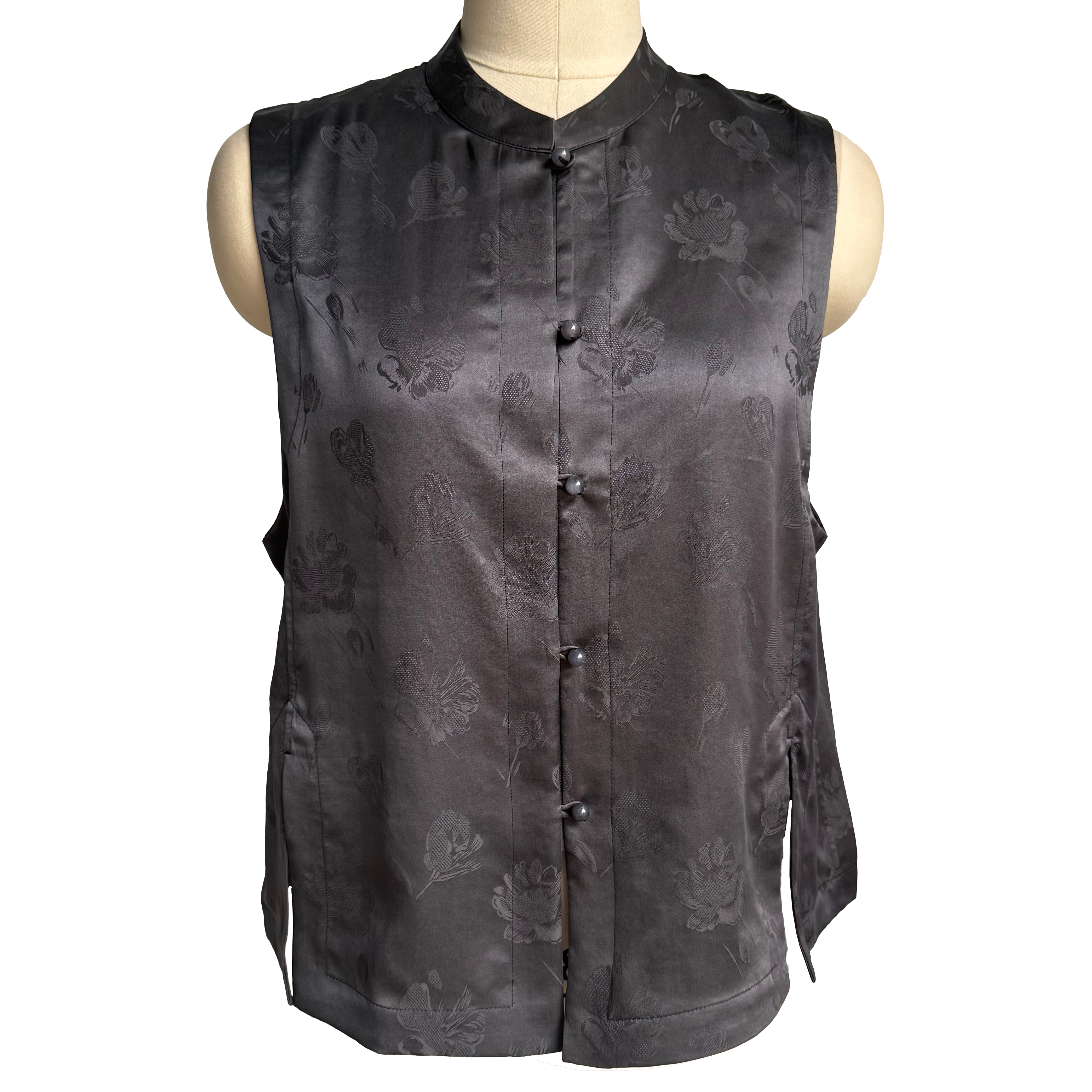 【天莨阁】原创桑波缎银色绯香绫香云纱马甲双面穿马夹休闲