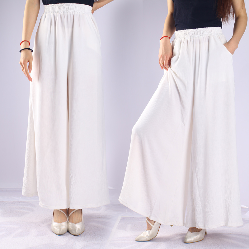 136/122/147新款休闲大码女装亚麻透气阔腿裤复古显腿长