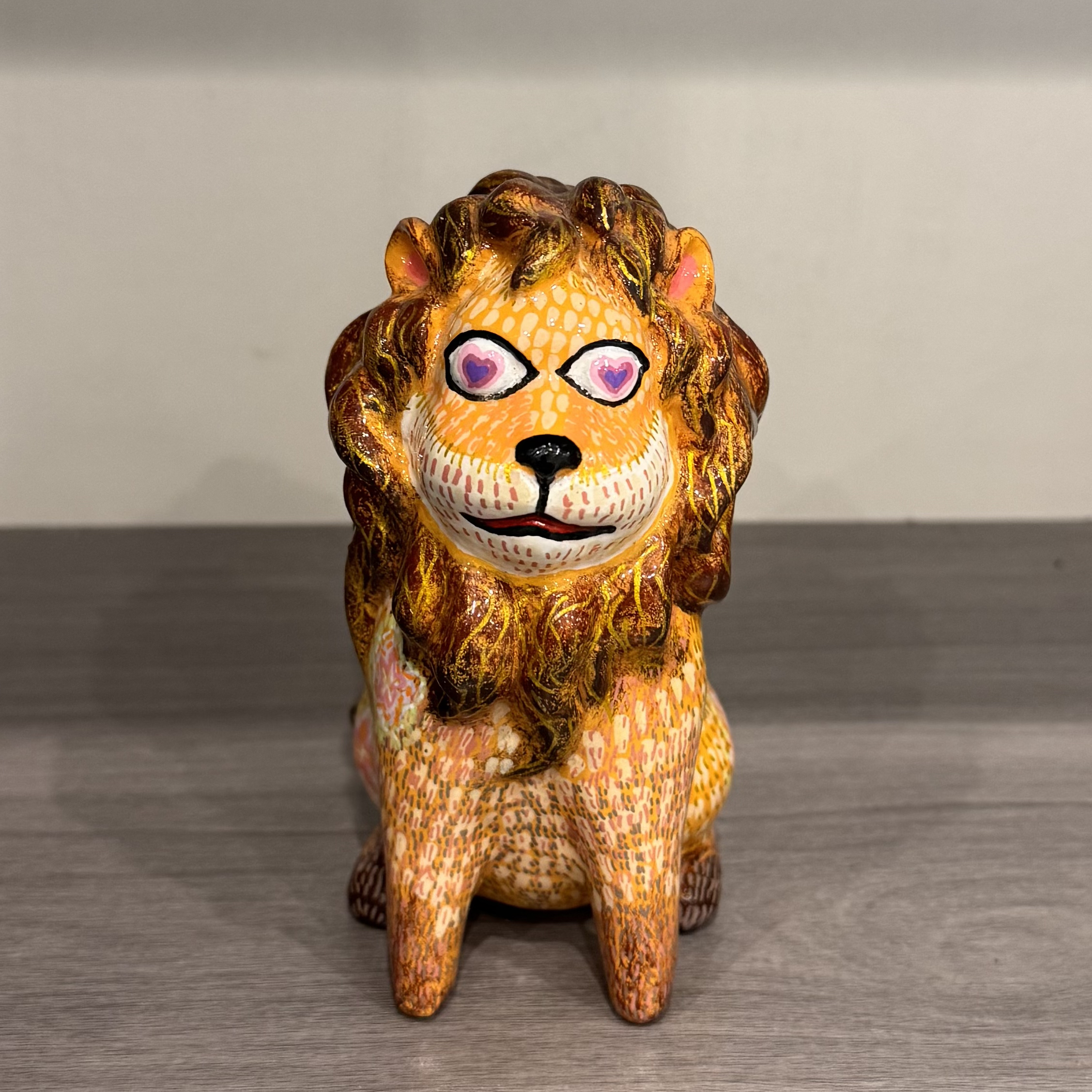 王甜心摆件《狮子》艺术石膏作品，手工绘制，仅一件