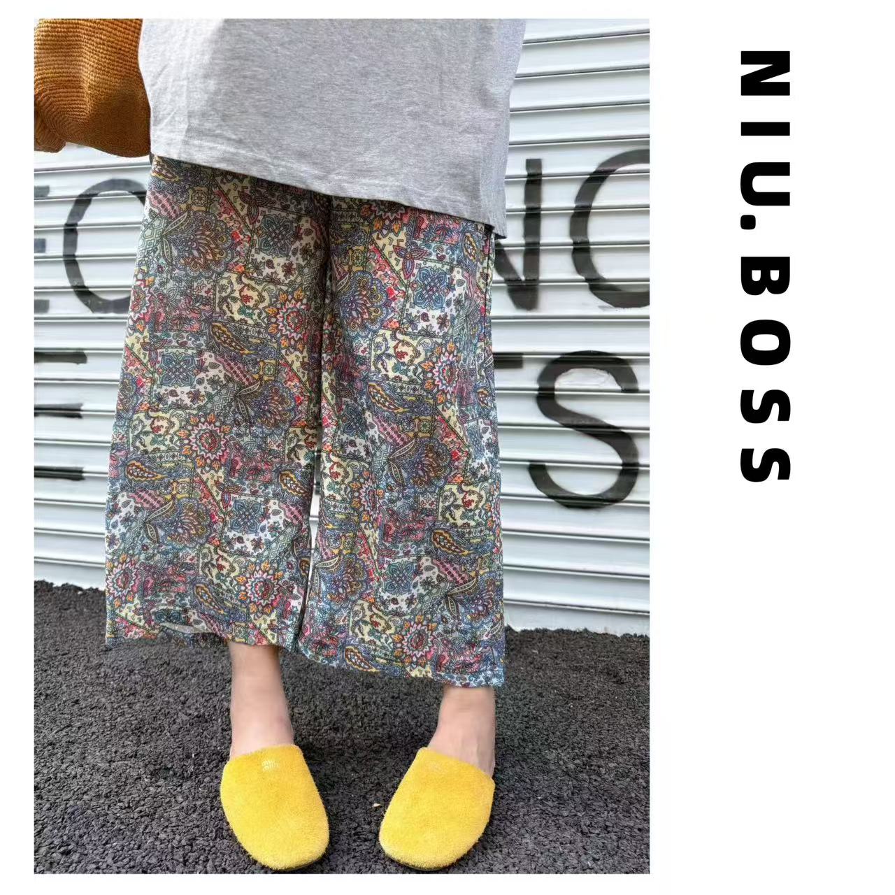 Three Ten. N大码250斤“万花筒”彩绘复古印花七分休闲裤