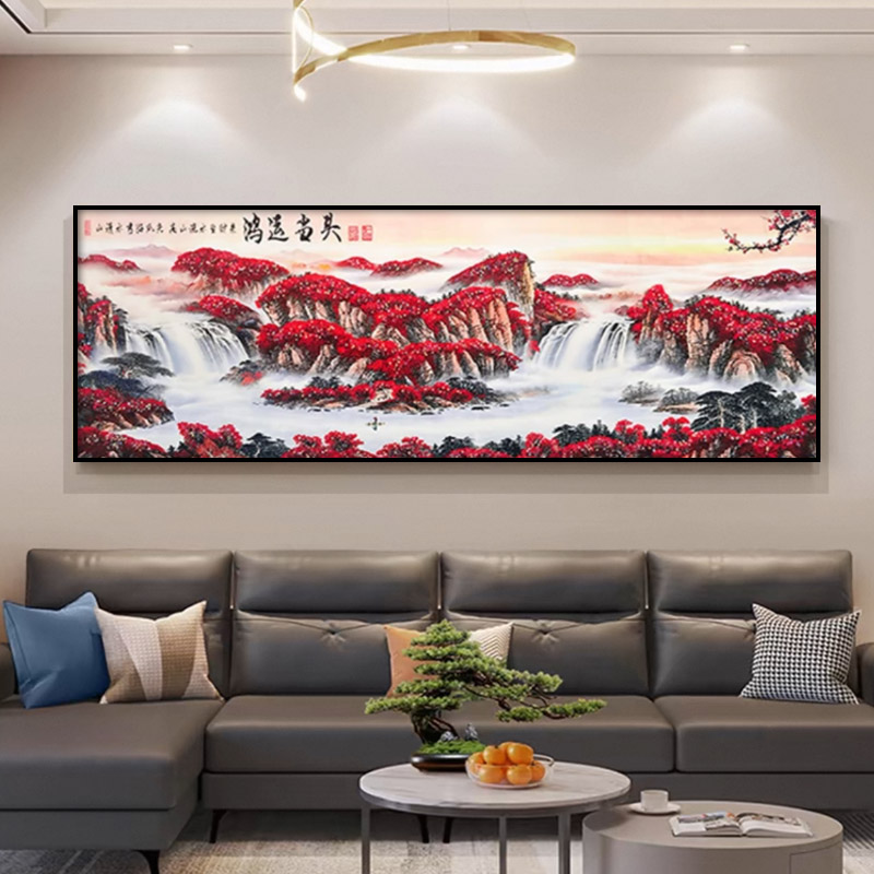 DA-018鸿运当头晶瓷镶钻客厅背景墙挂画办公室装饰画山水画捡漏4