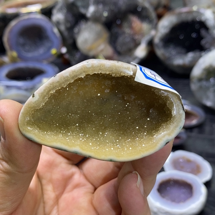 未镶嵌珠宝半成品紫晶黄软洞