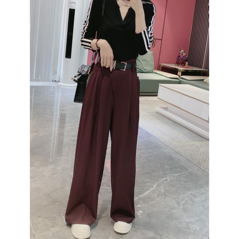 春【金皇橦颜】腰带宽松高腰休闲直筒裤88812