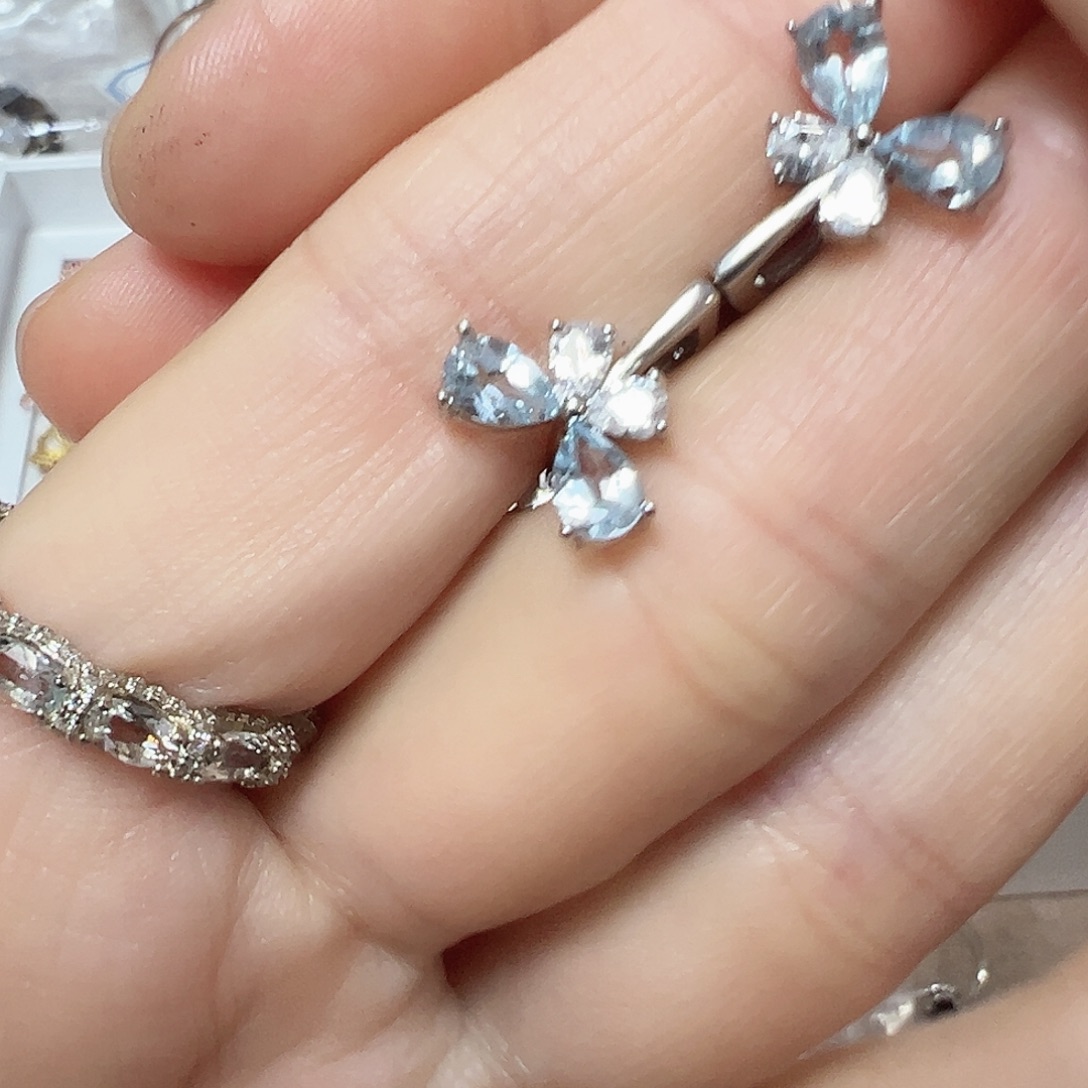 海蓝宝石耳坠银S925镶嵌