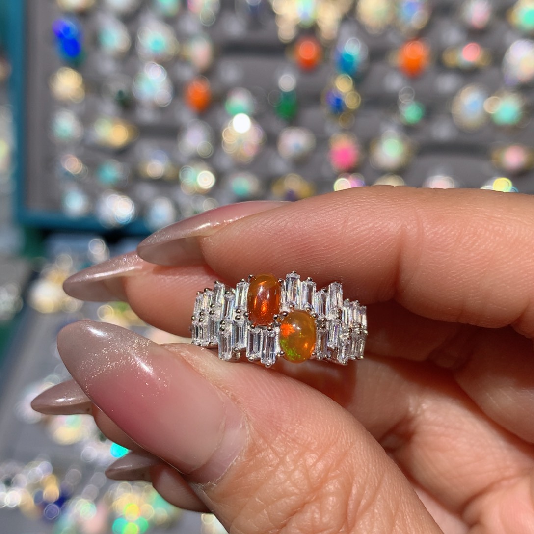 欧泊福利戒指银S925镶嵌