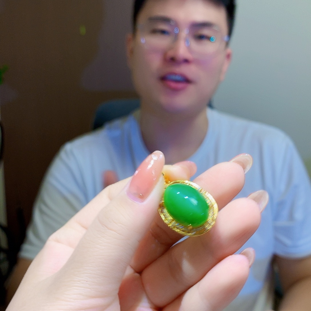 颈饰银S925镀金镶嵌和田玉（碧玉）