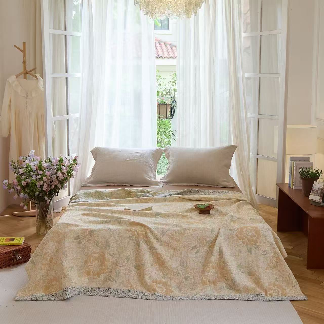 【月光蔷薇】高端定制汉麻彩麻舒适透气多功能床盖2/2.3