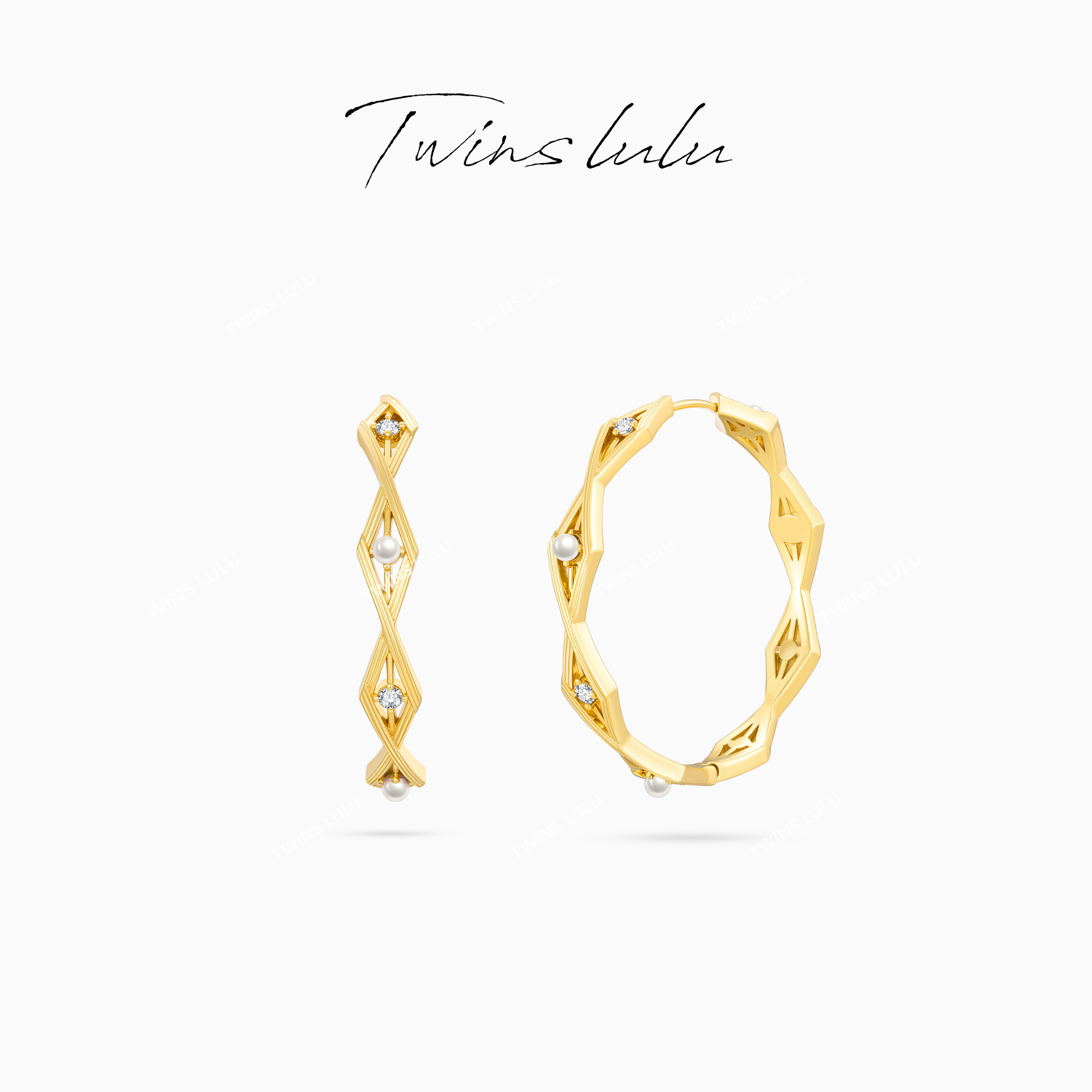 TWINS LULU 【菱格页】年货节气质存在感几何菱格纹耳环TSL2902