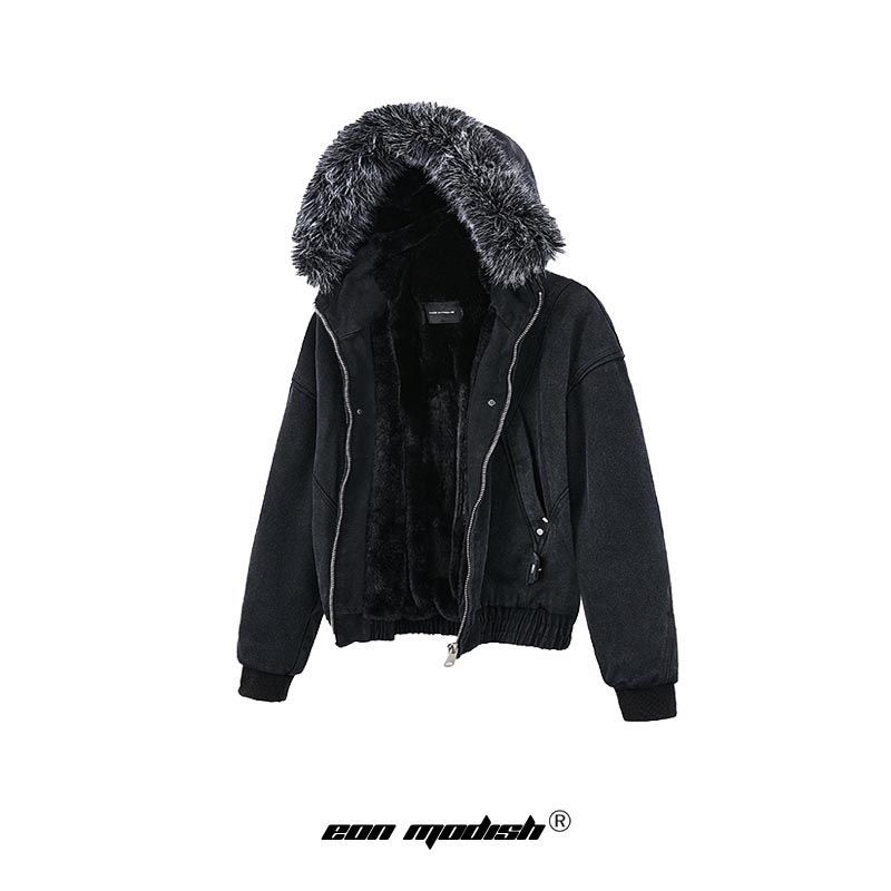 2024冬季新品美式街潮高品质通身座山雕加厚棉服外套