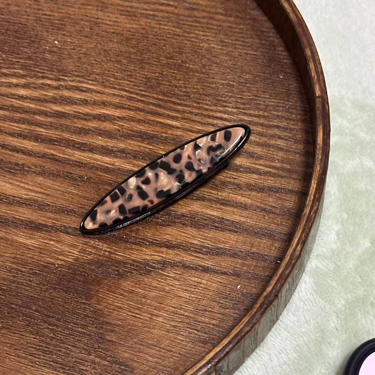 豹纹椭圆简约发夹-90870