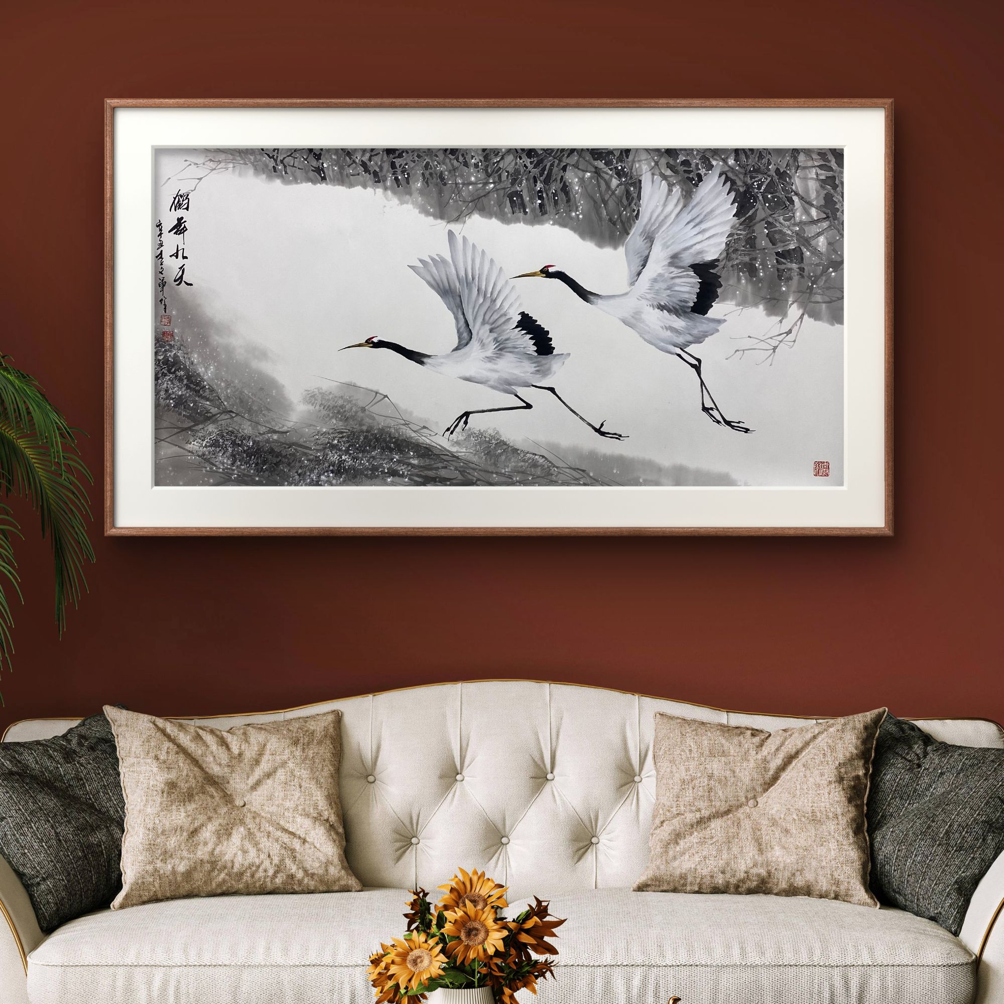【聚优】李文军140*70纯手绘国画花鸟画收藏，客厅中堂卧室餐厅挂画