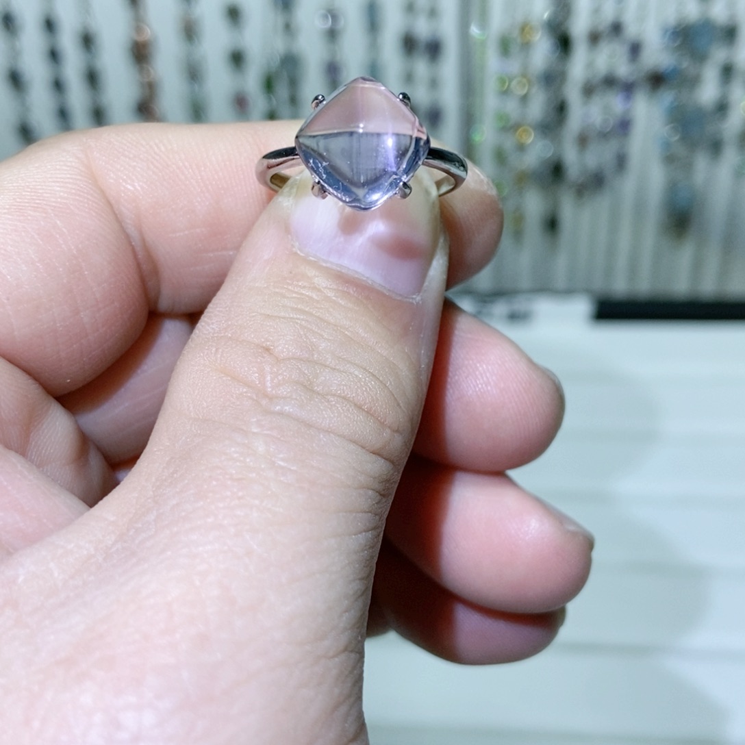 绿水晶戒指银S925镶嵌