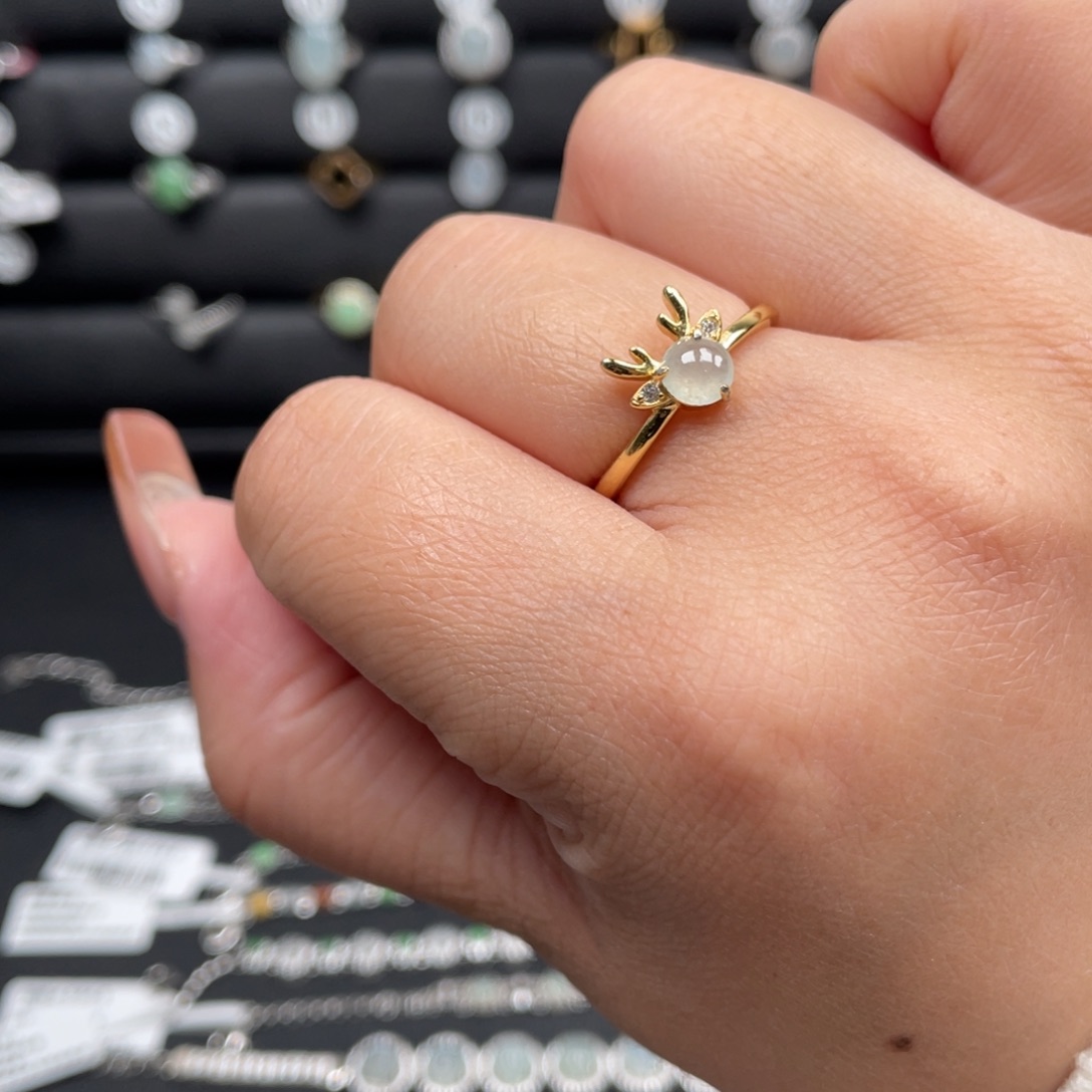 翡翠戒指银S925镶嵌戒指