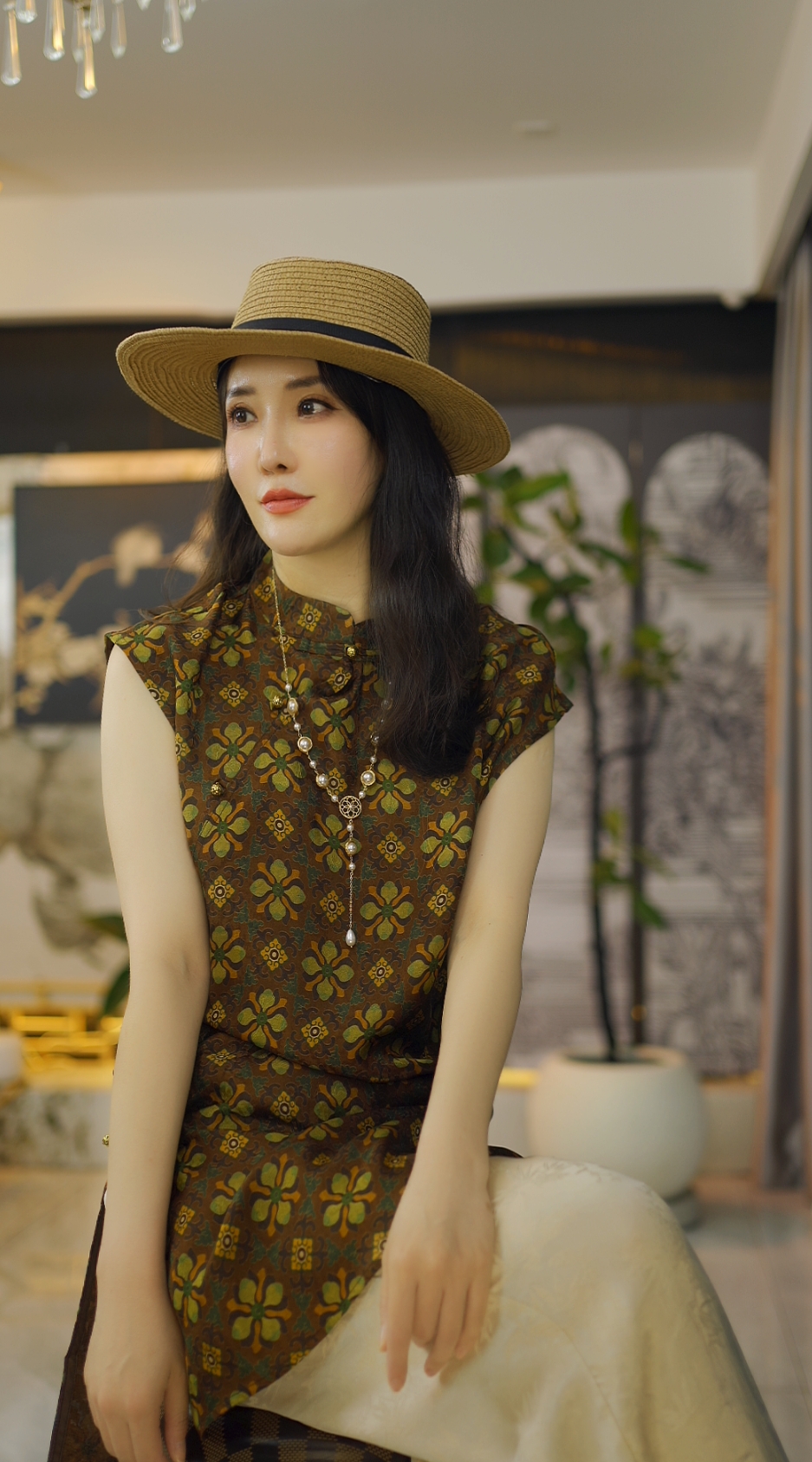 （佳丽）国风老钱风复古提花上衣新中式