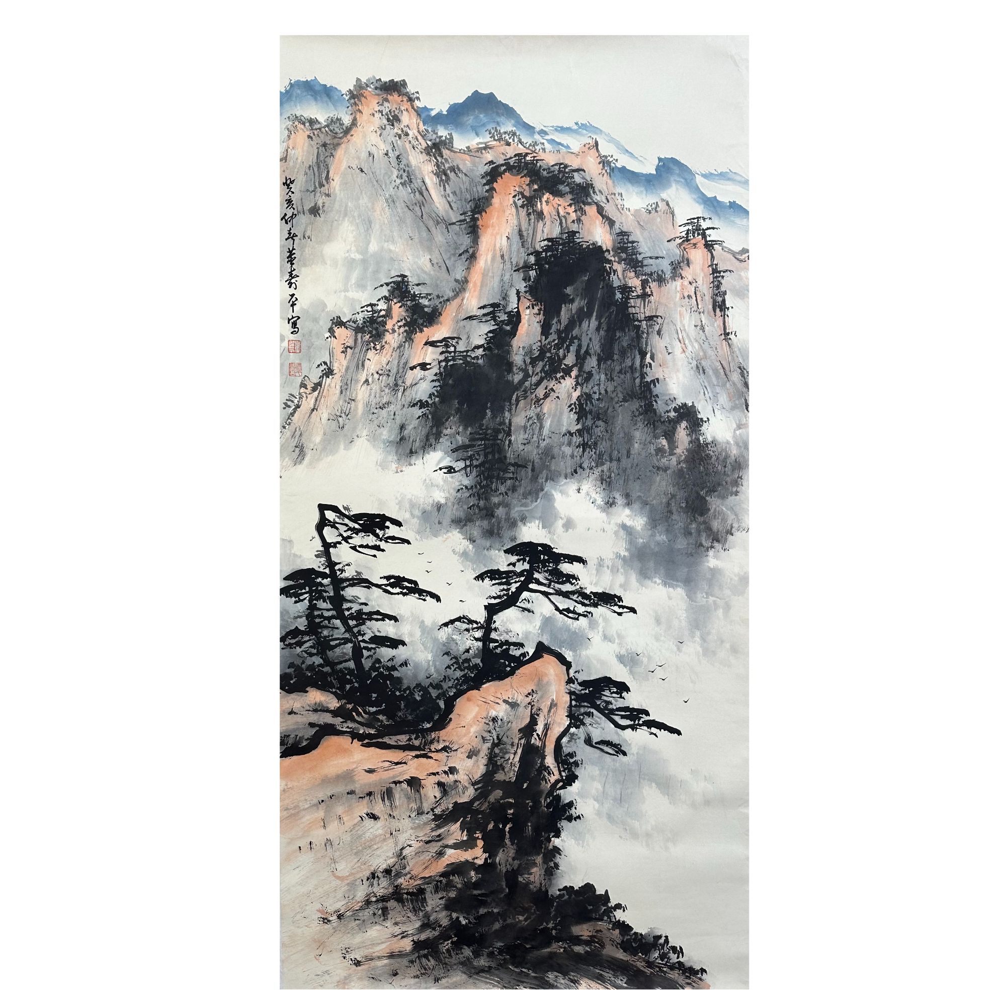 D-T-461 董寿平 山水 69cm×139cm 托底-A