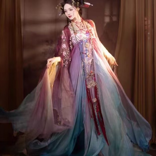  齐腰 齐胸【祈愿九尾狐】 重工绣花国风叠穿古风诃子裙 战国袍套装