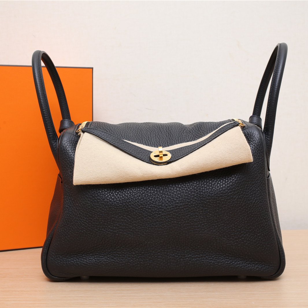 99新 Hermes/爱马仕 活动【小花Han】Lindy 30 黑色 TC皮 Y刻包