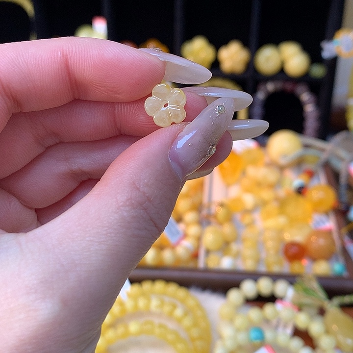 琥珀手链未镶嵌蜜蜡小花单个