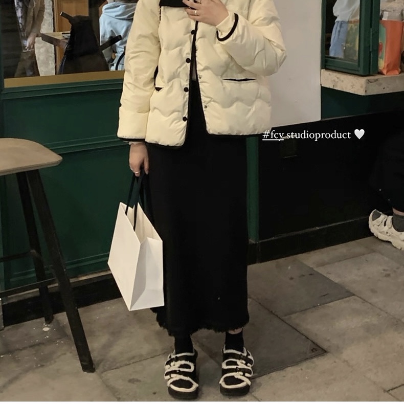 2025秋冬新款加厚针织高腰气质松紧腰A字流苏半身裙#2556