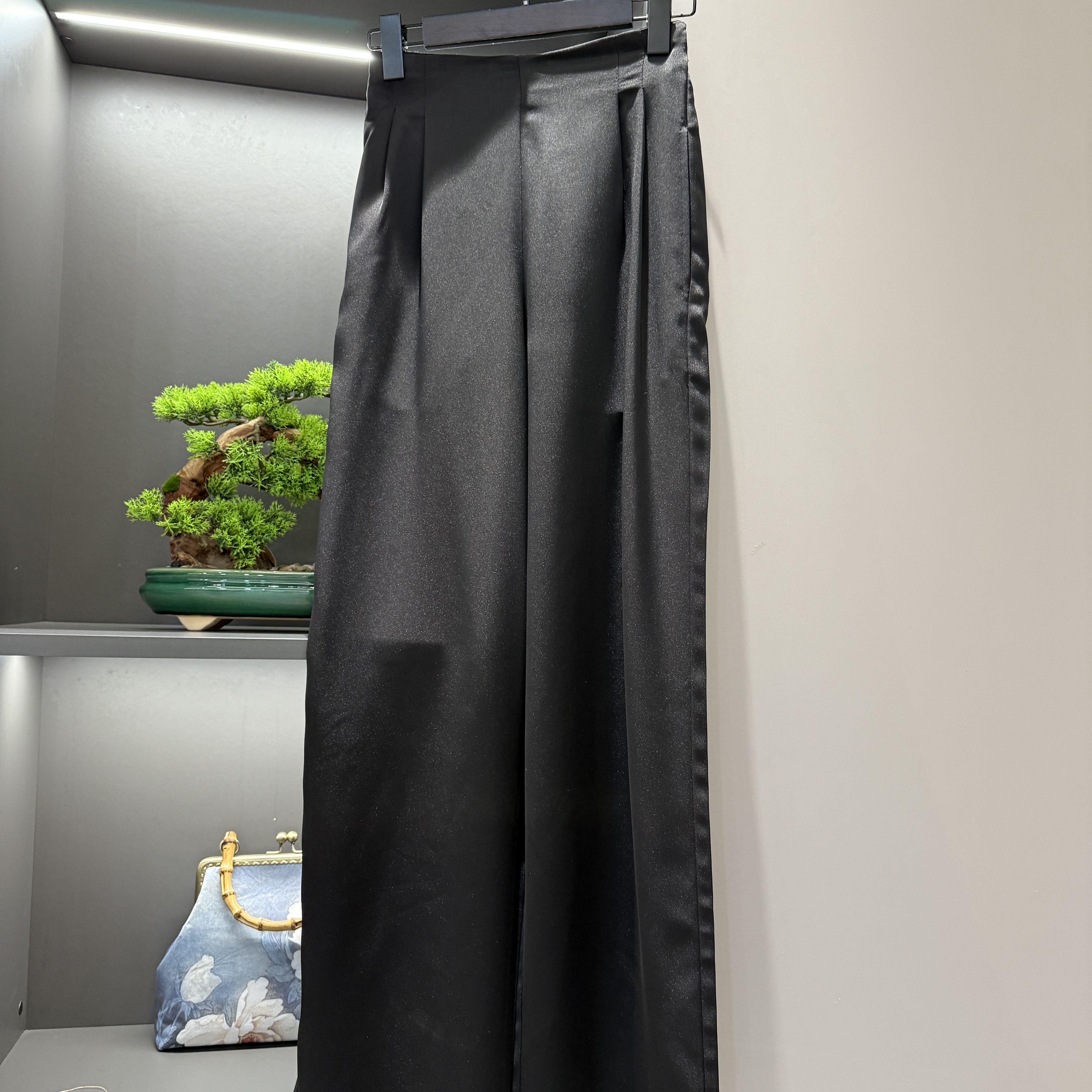 中式直筒裤气质中高腰春季女装宽松阔腿裤2782