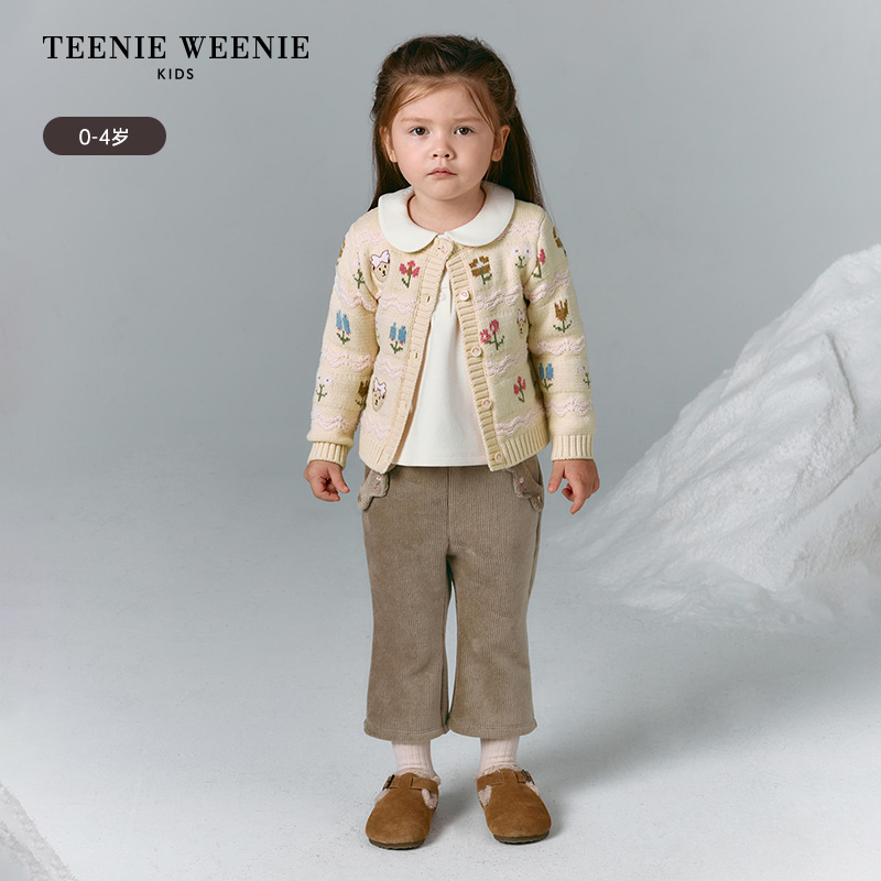 TeenieWeenieBaby小熊童装25年秋冬甜美提花开衫毛衣T0CK254T64K