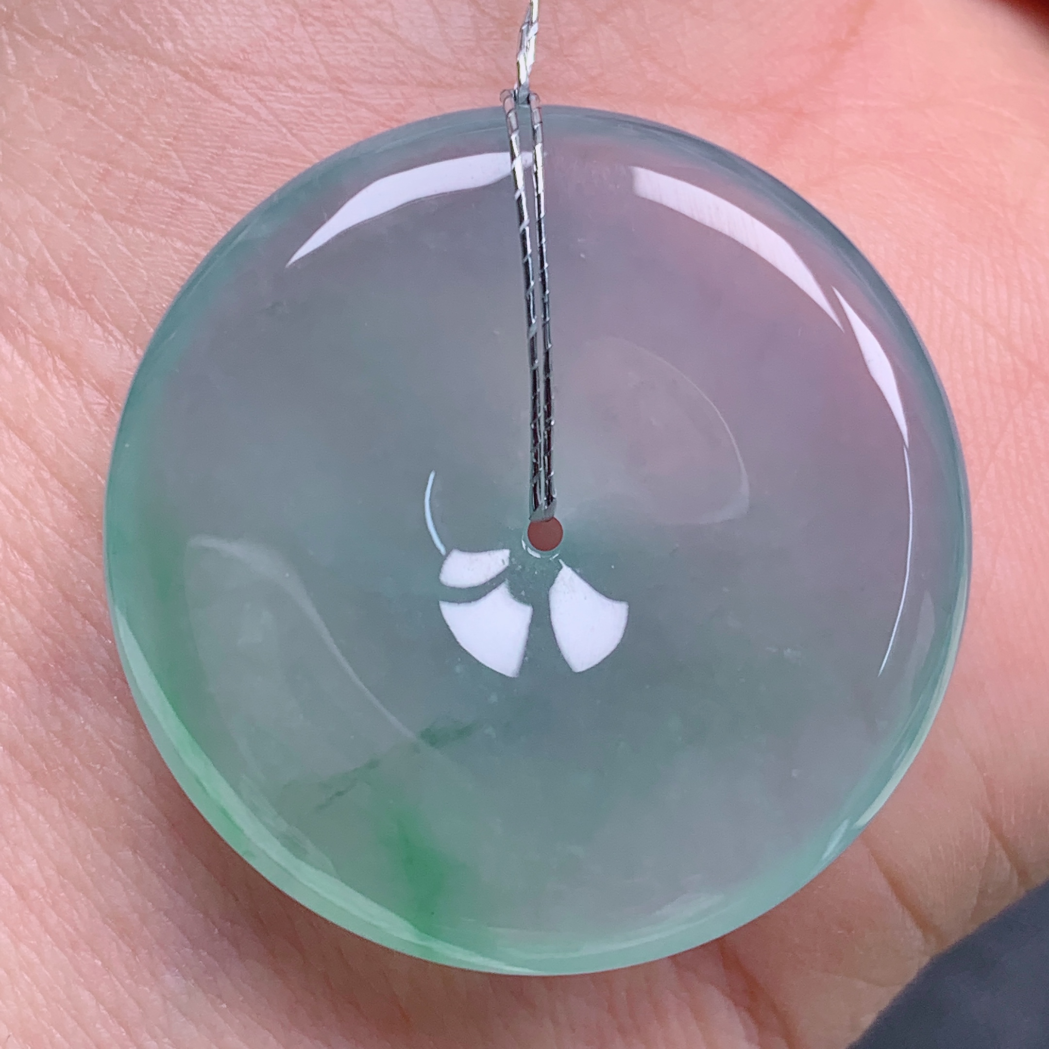 天然缅甸翡翠A货正冰飘花平安扣气质精美尺寸31.3*6 370