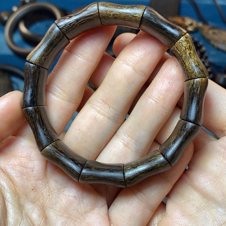 香榧木平**安沉手串竹节