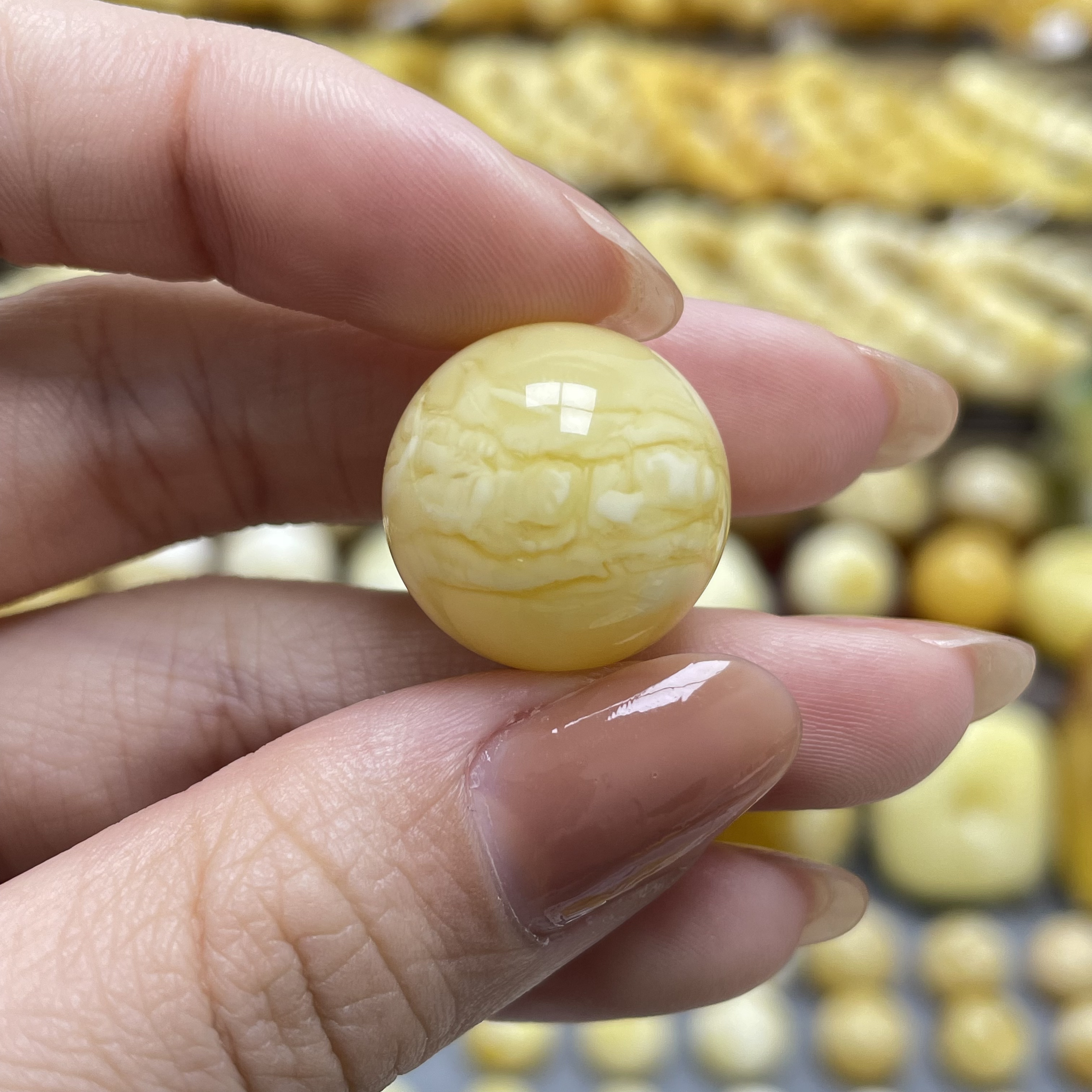 段掌柜臻选｜天然原矿蜜蜡金妖虎皮圆珠18.5mm花粉