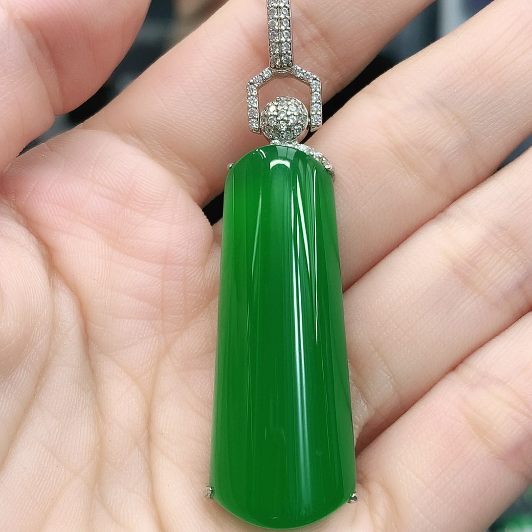 银S925镶嵌吊坠玛瑙/玉髓