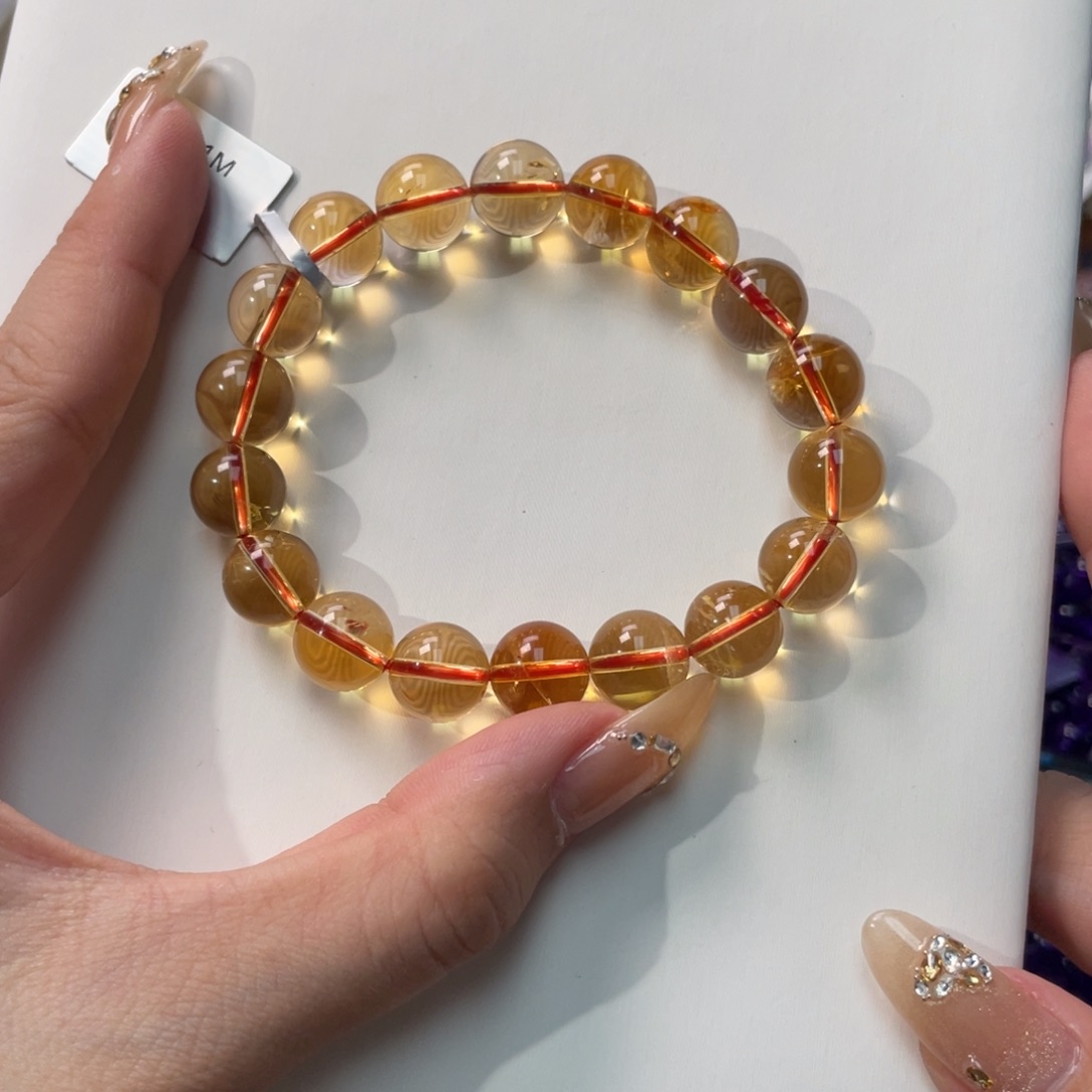 黄晶手链未镶嵌巴西高品质11m