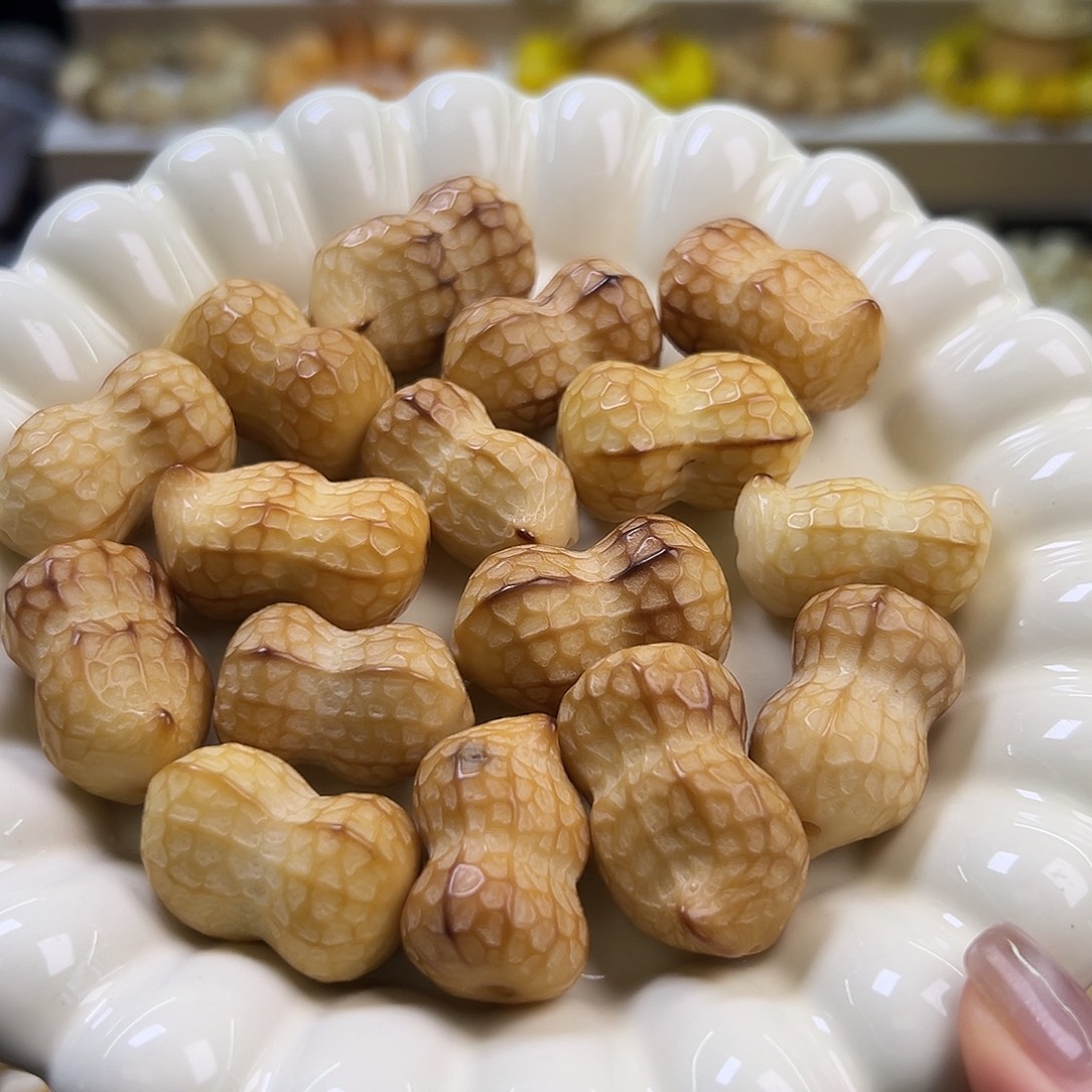 菩提根/象牙果手串瑕疵炭烤花生10颗配大小