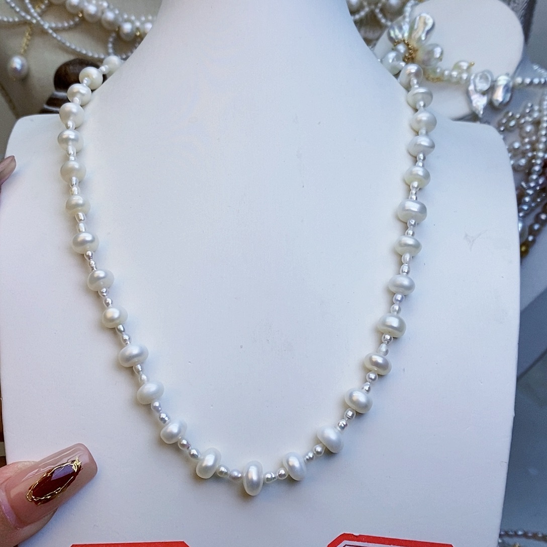 淡水珍珠颈饰银S925镶嵌