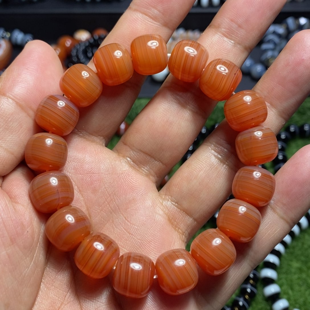 玛瑙/玉髓一线药师玛瑙手串未镶嵌12:8