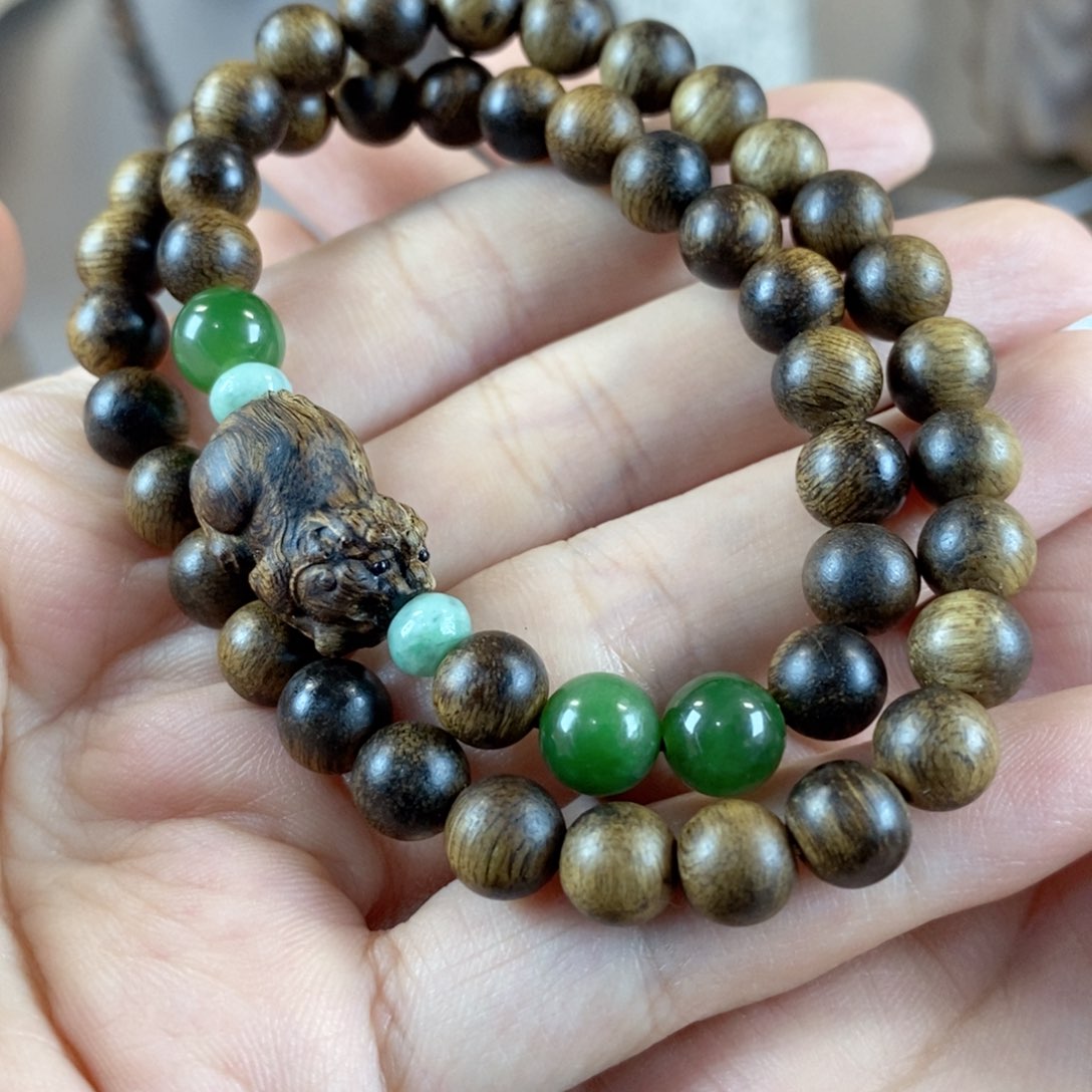 沉香手串莫*醉富森卡7mm双圈