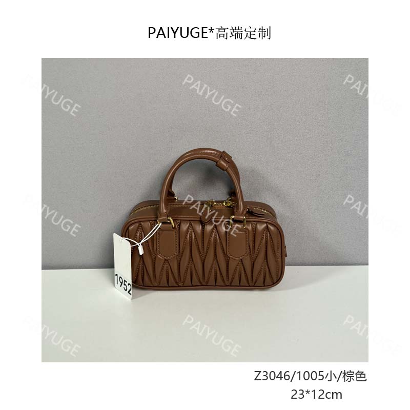 Z3046/1005小/棕色  paiyuge高端订制女士手提单肩斜挎包1952孤品