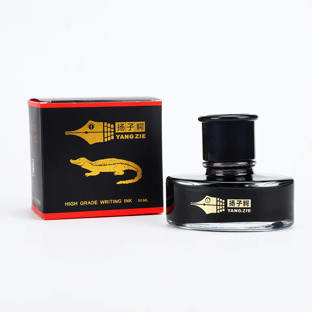 扬子鳄高档黑色墨水不宜堵笔非碳素墨水50ml 颜色正书写流畅练字