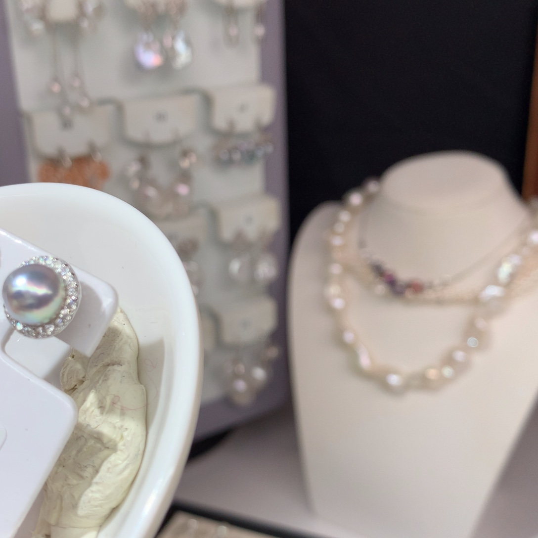 用***6耳饰银S925镶嵌海水珍珠