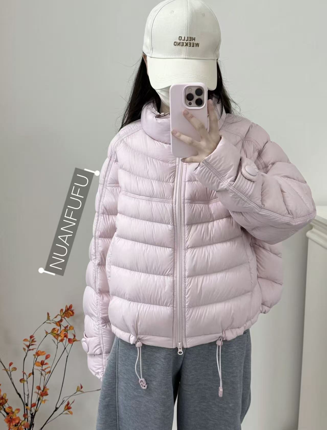韩版新款90白鸭绒排骨时尚立领短款羽绒服女