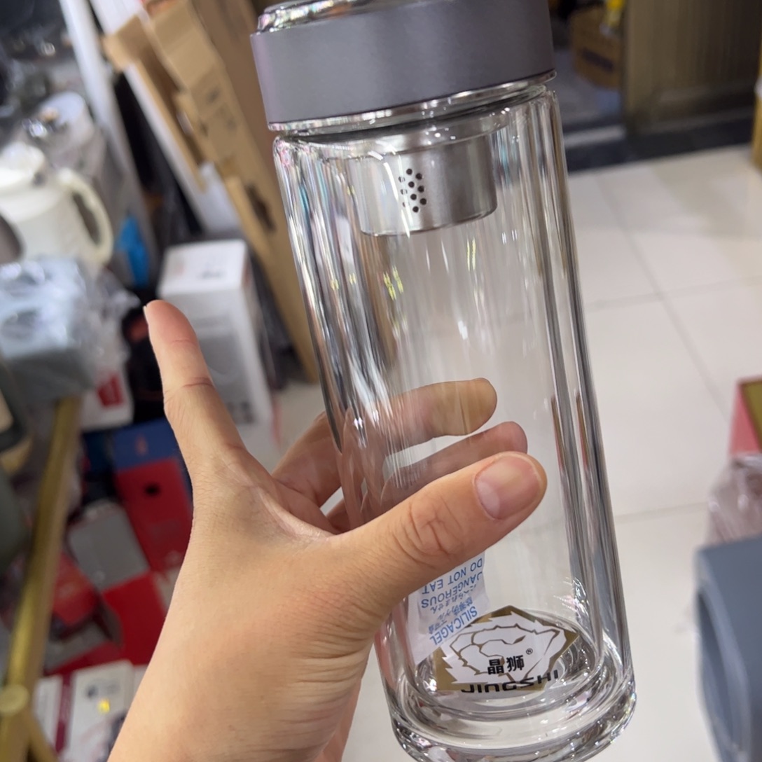 晶双层玻璃杯370哑光灰色玻璃杯370