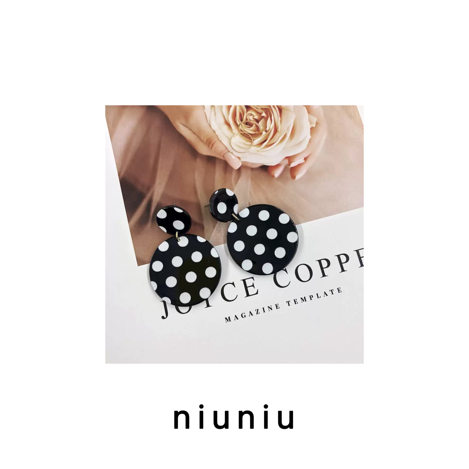 非金属布艺耳饰 niuniu妞妞/『波点耳环』时尚气质简约波点耳环女