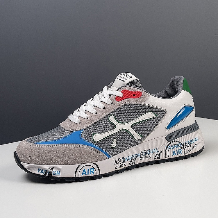 增高车缝线系带防滑男透气跑步鞋夏季男士阿甘鞋学生百搭低帮休闲