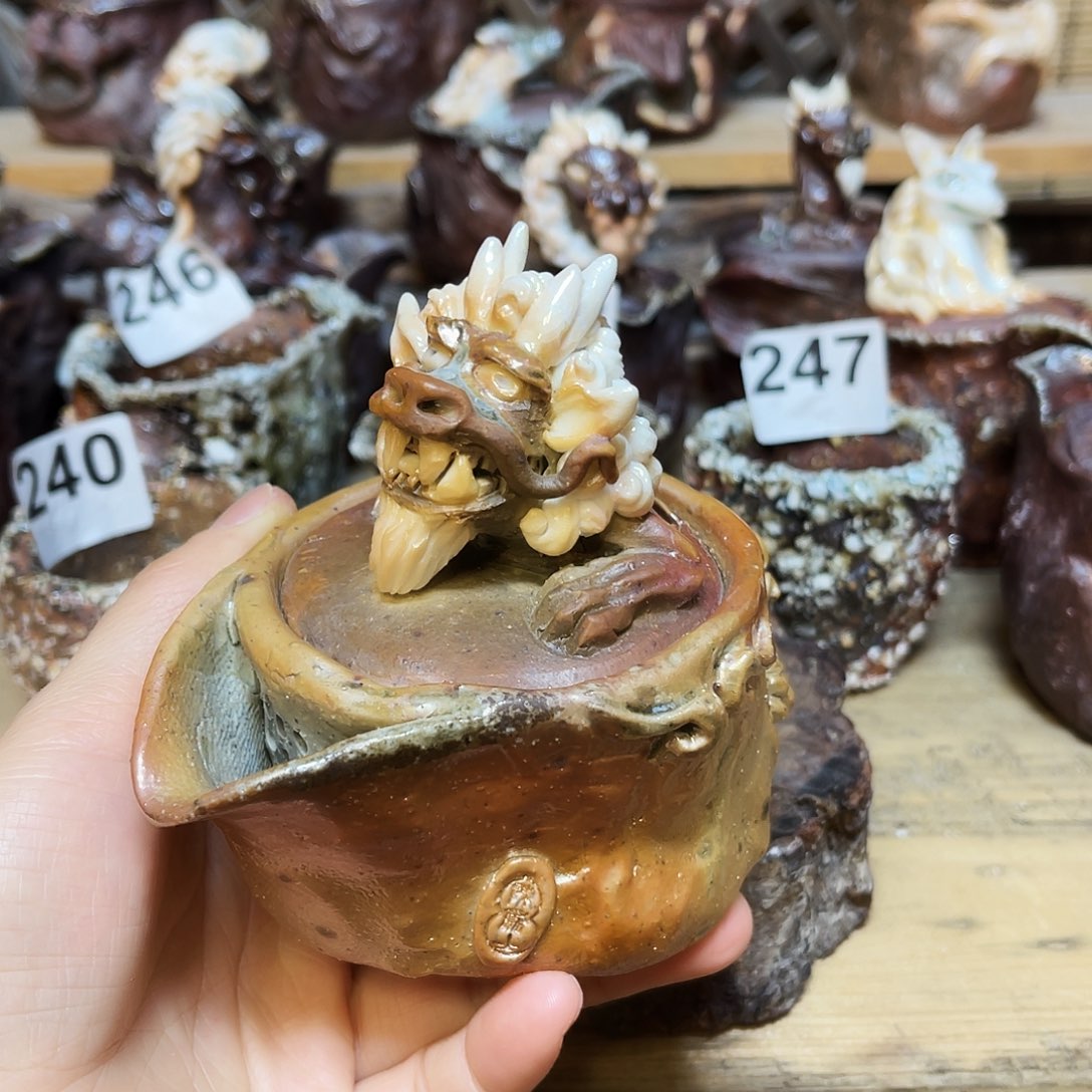 杯柴烧粗陶手捏宝瓶特价