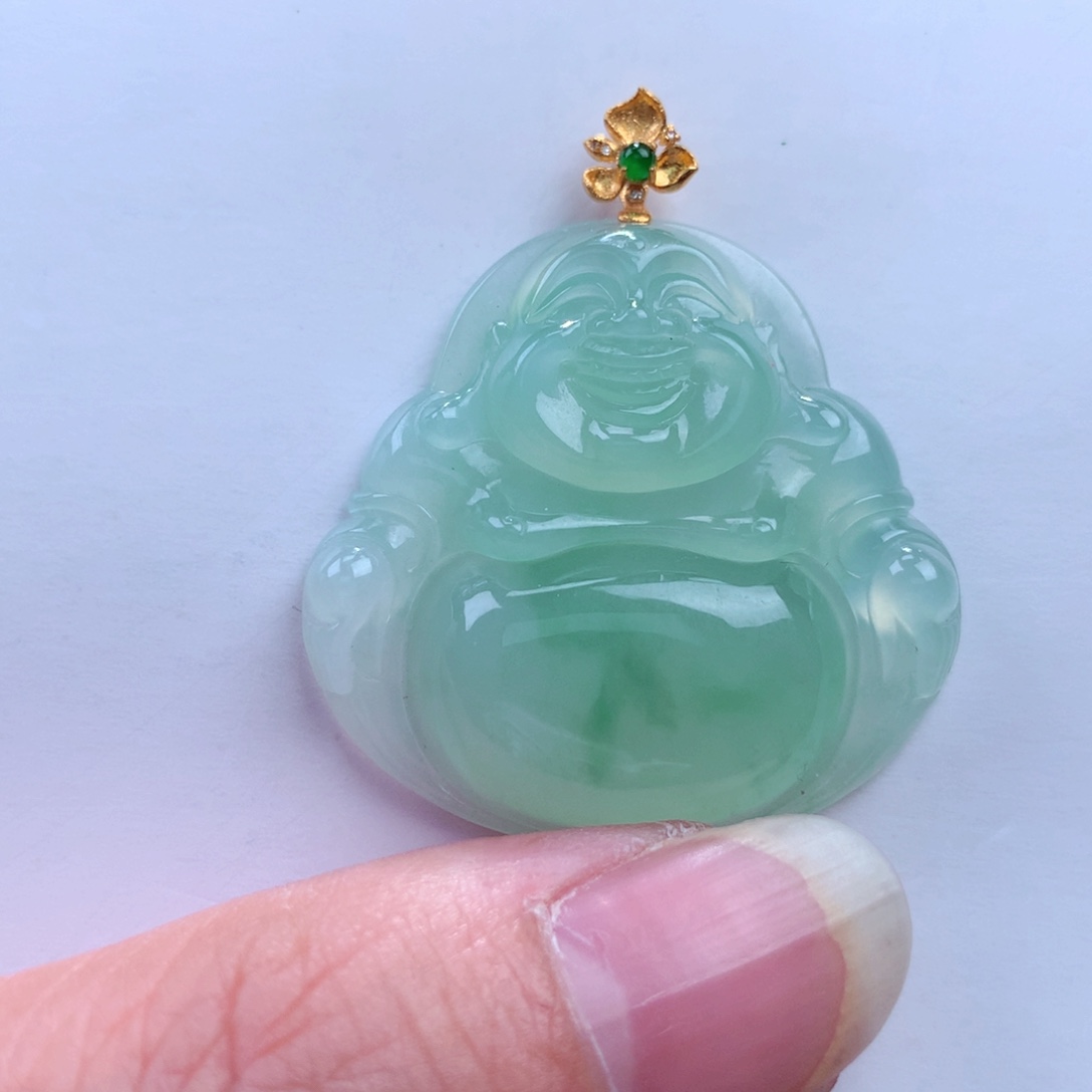 翡翠吊坠(不含链)18K金镶嵌