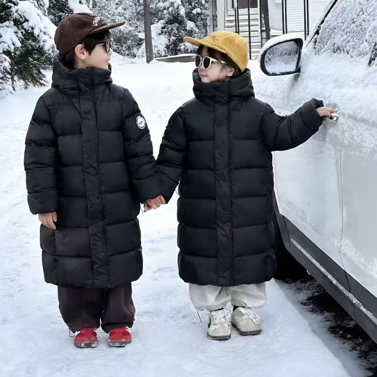  2026新款亲子装儿童中长款加厚羽绒服男童女童保暖外套a2